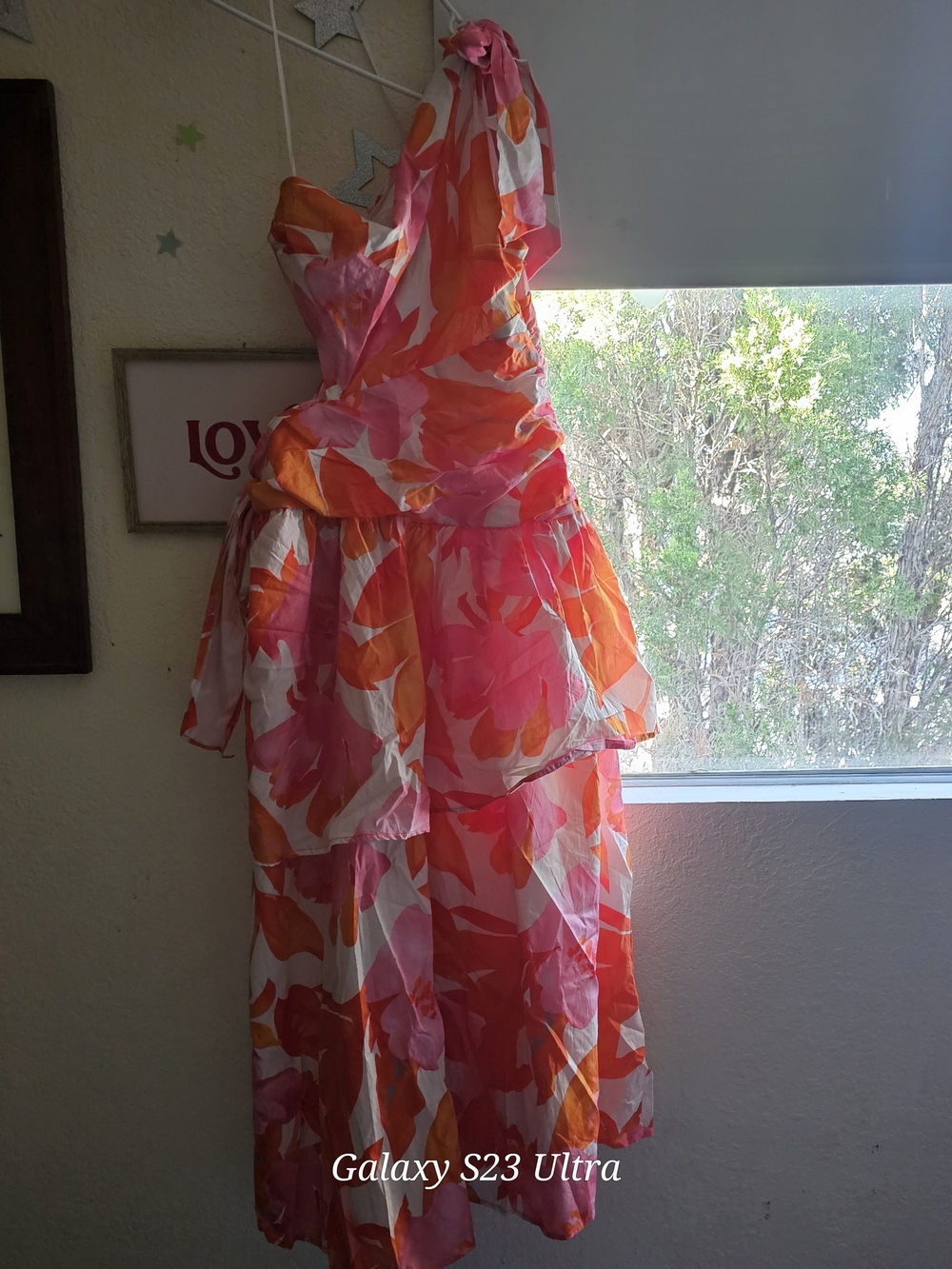 Showpo Orange Coral Floral One-Shoulder Midi Dress